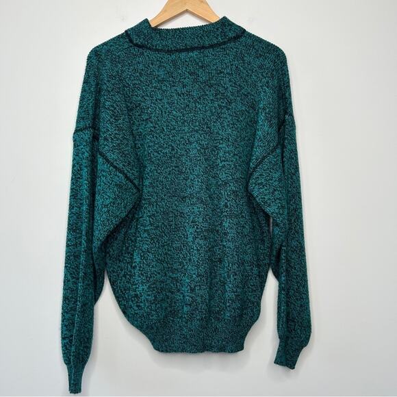 I.O.U. Already A Legend Legendary Vintage Teal Knit Sweater Mens Size Medium - Picture 4 of 5